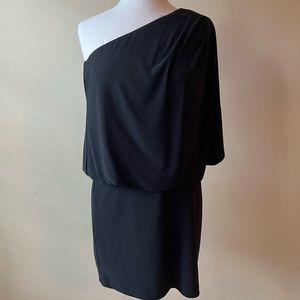 Black one shoulder mini dress. Small.